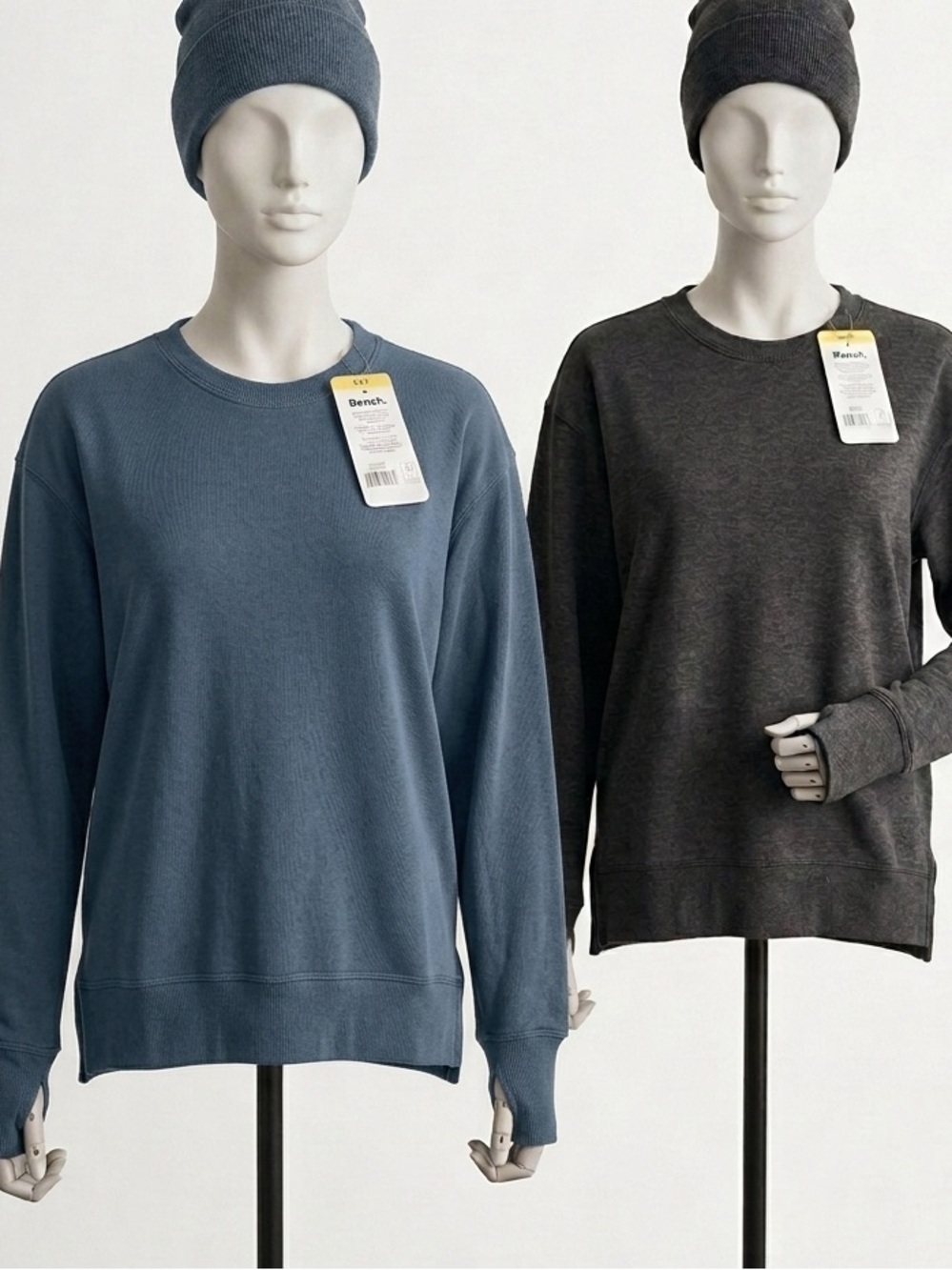 NWT Bench Set of 2 Long Sleeve Tops with Thumbholes Grey & Blue Size Medium